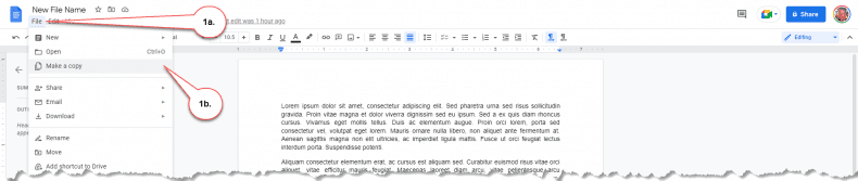 Google Docs - copy a document