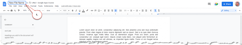 Google Docs - rename a document