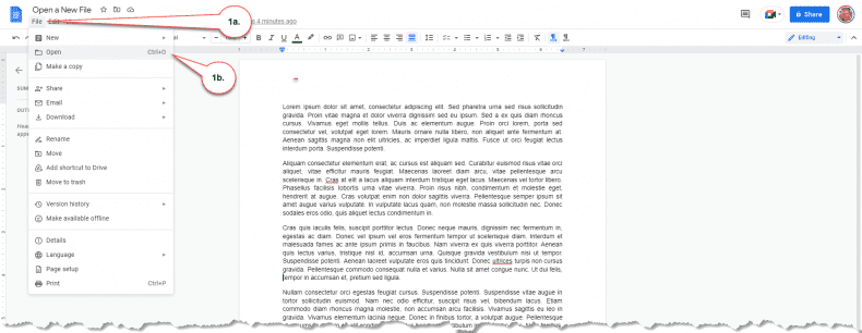 Google Docs - open document from Docs
