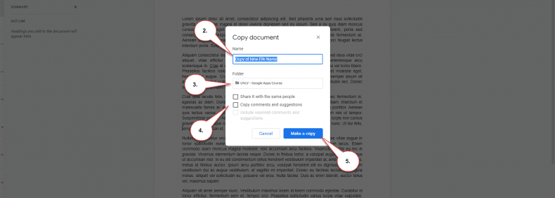 Google Docs - star a document
