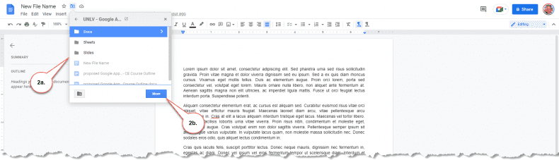 Google Docs - move a document