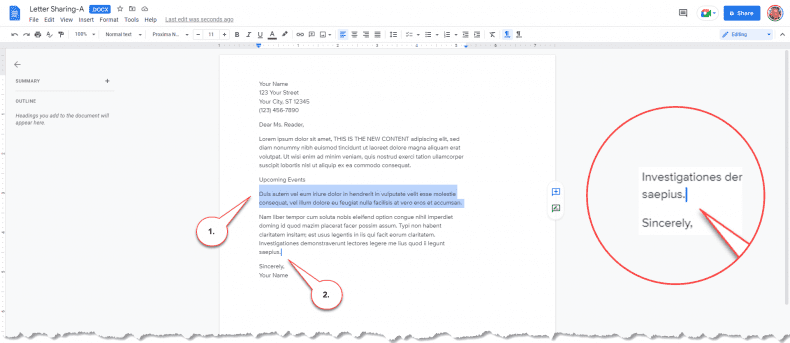 Google Docs - move text