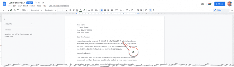 Google Docs - editing