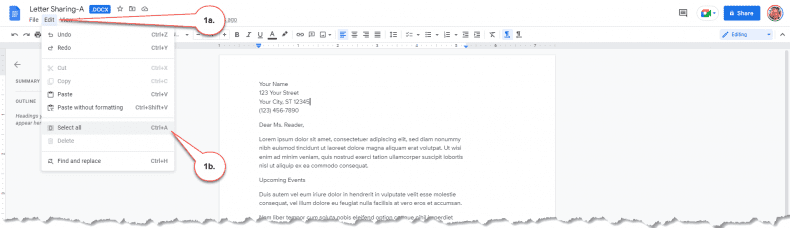 Google Docs - editing