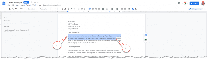 Google Docs - editing