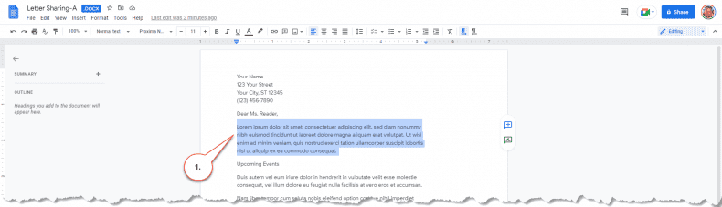 Google Docs - editing.