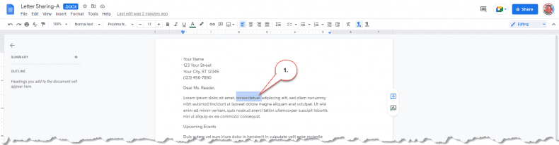 Google Docs - editing