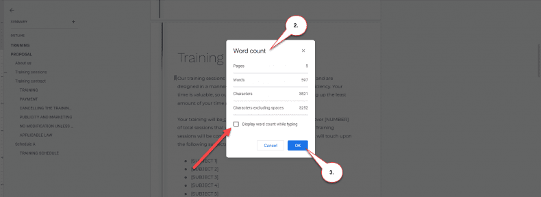 Google Docs - word count
