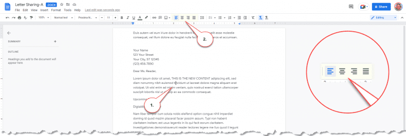 Goggle Docs -paragraph alignment