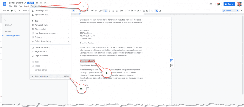 Google Docs - text style
