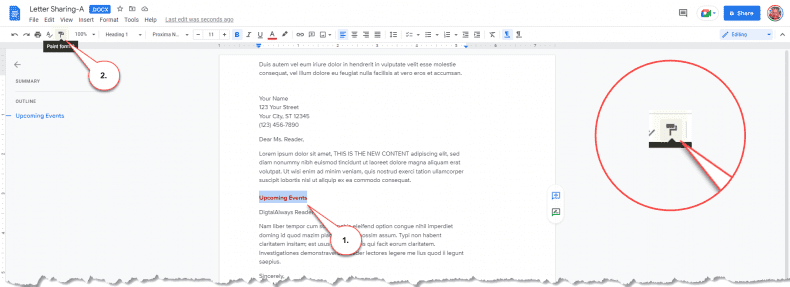 Google Docs - format painter
