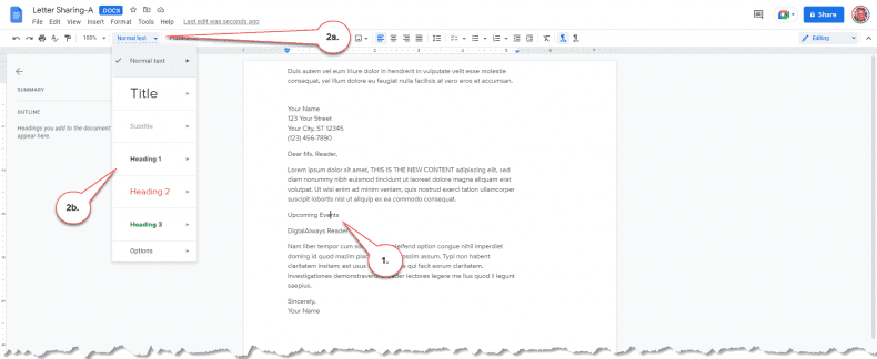 Google Docs - paragraph style