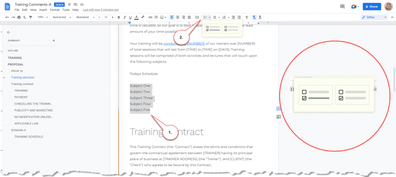 Google Docs - list types
