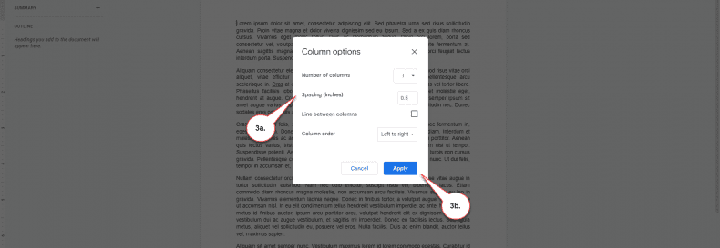 Google Docs - columns