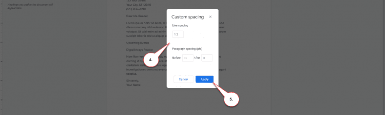 Google Docs - paragraph spacing