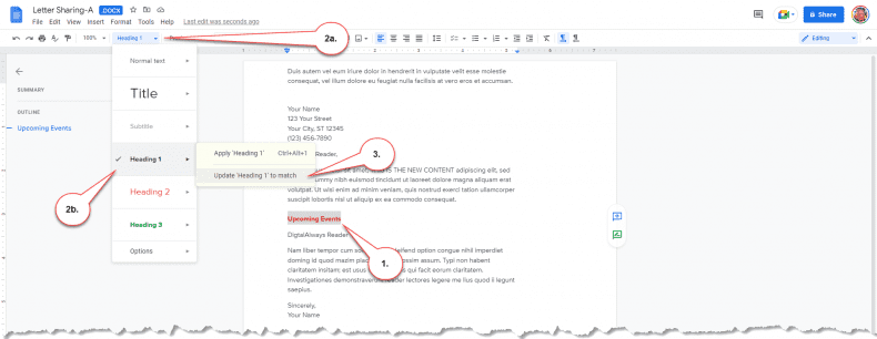 Google Docs - paragraph style