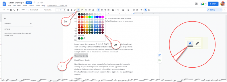 Google Docs - text formatting