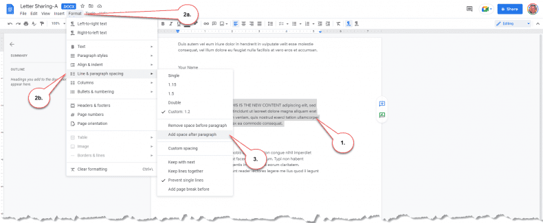 Google Docs - paragraph spacing