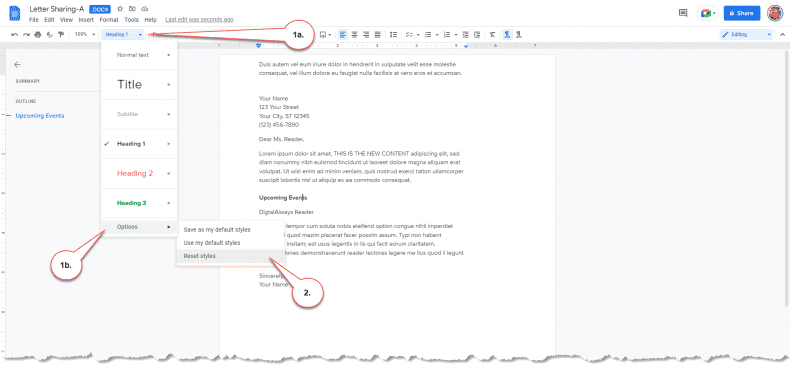 Google Docs - paragraph styling