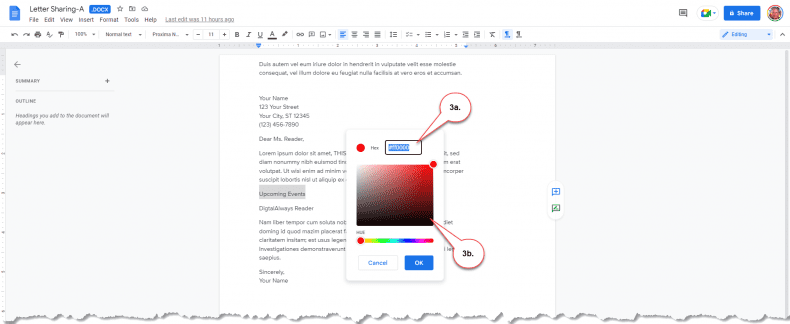 Google Docs - text formatting