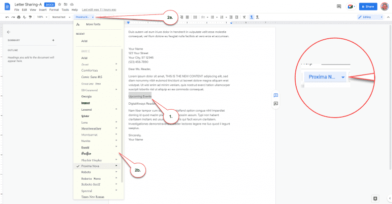 Google Docs - text formatting
