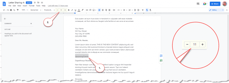 Google Docs - text formatting