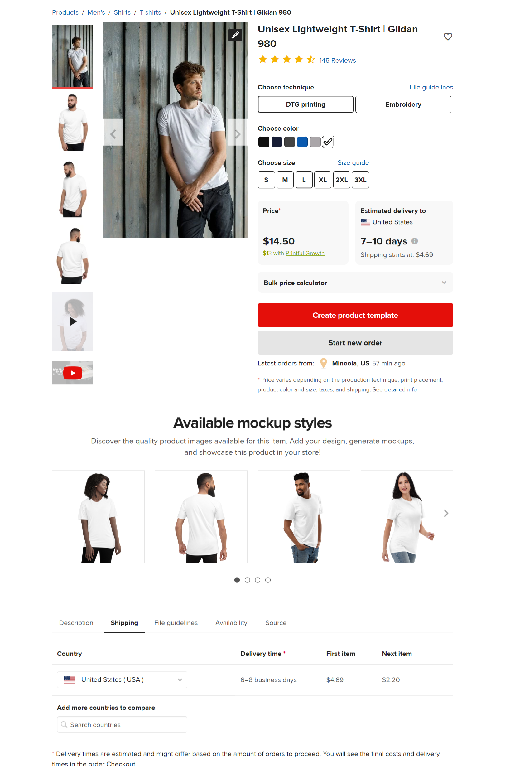 Unisex Lightweight T-Shirt - Gildan 980 - Printful