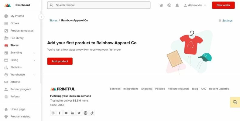 printful product catalog